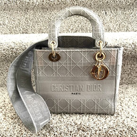 Christian Dior Lady D-Lite Bag Cannage Embroidered Canvas Medium - Picture 3 of 10